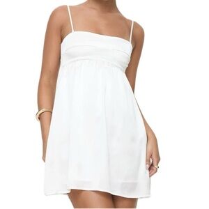 Princess Polly Ortega Satin Babydoll Mini Dress White Women Size 4